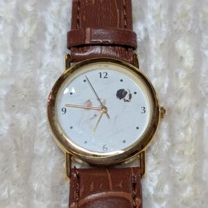 Brown Gold Tone St. Bernard Watch with Brown Leather Strap